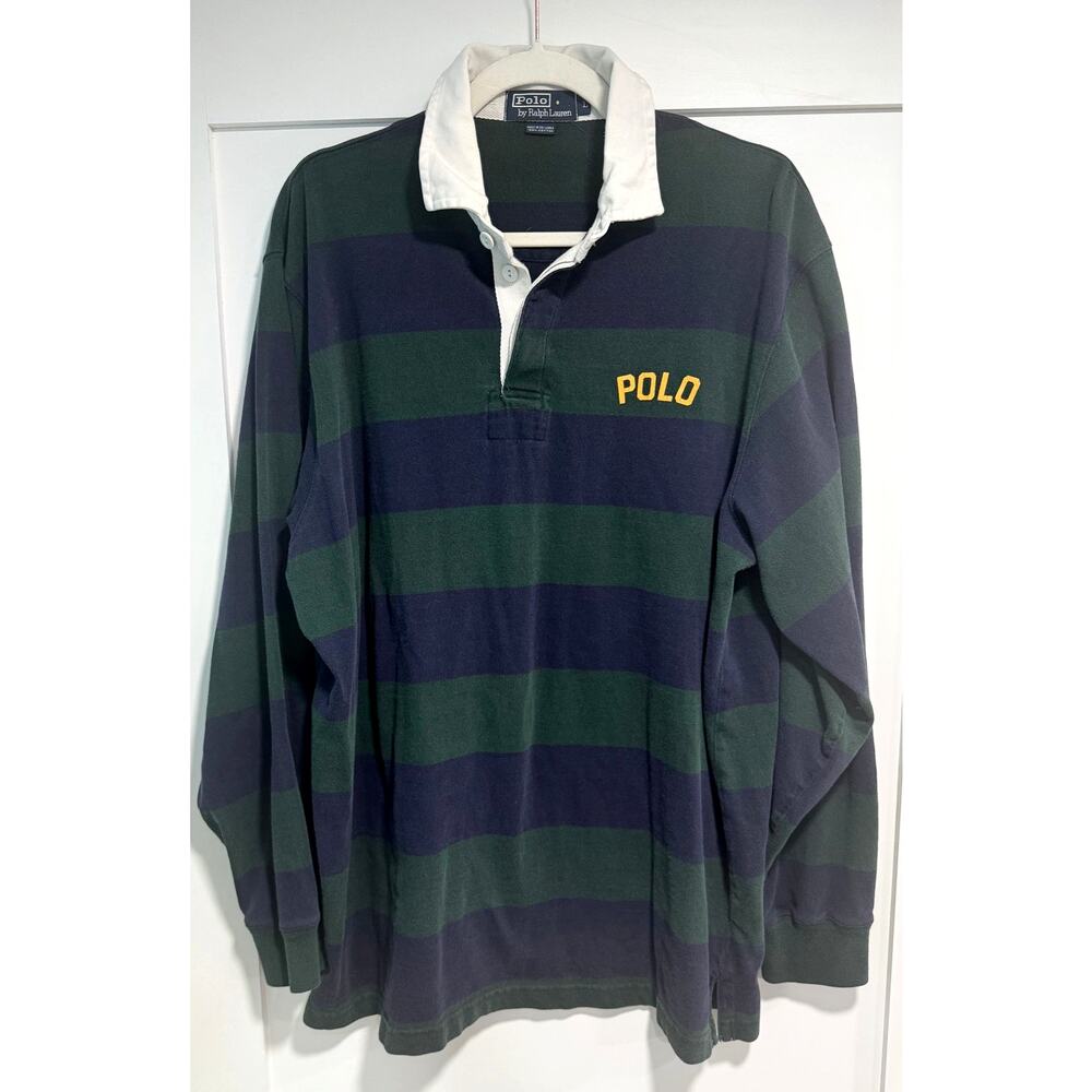 POLO by Ralph Lauren Vintage Striped Rugby Shirt Academia Preppy Size L